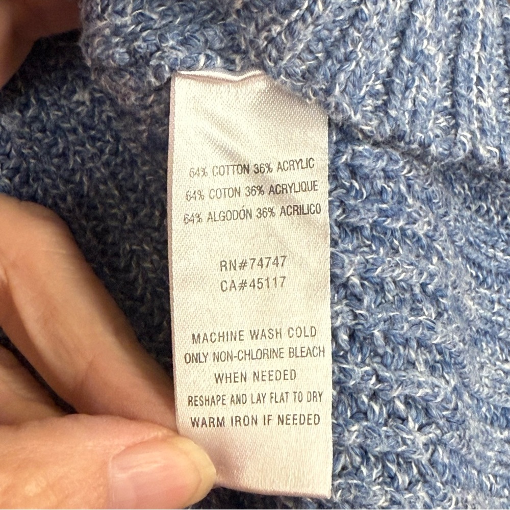 Natural Reflections Blue Knit Button Henley Sweater L Soft Cozy Winter Top - Picture 7 of 8